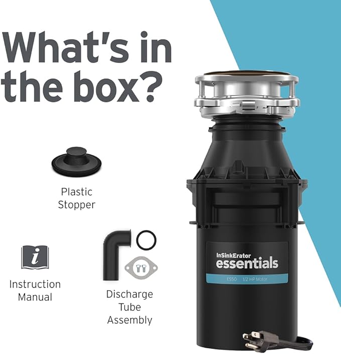 InSinkErator Essentials ES50 Kitchen Garbage Disposal with Power Cord, 1/2 HP Motor Continuous Feed Food Waste Disposer, ES50 W/C-Ruum Studio Home