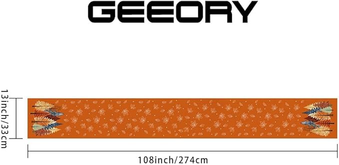 GEEORY Fall Watercolor Trees & Maple Leaves Table Runner 13x108 Inch, Rustic Farmhouse Autumn Thanksgiving Decor for Kitchen, Dining, Indoor/Outdoor Holiday Dinner Party Orange GT158-108-Ruum Studio Home