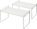 Nxconsu 2Pack Cabinet Shelves Stackable Organizer Rack Riser for Kitchen Cabinet Pantry Cupboard Counter Countertop Home Organization Storage Space Saver Heavy Duty Metal Nonslip White Tall-Ruum Studio Home