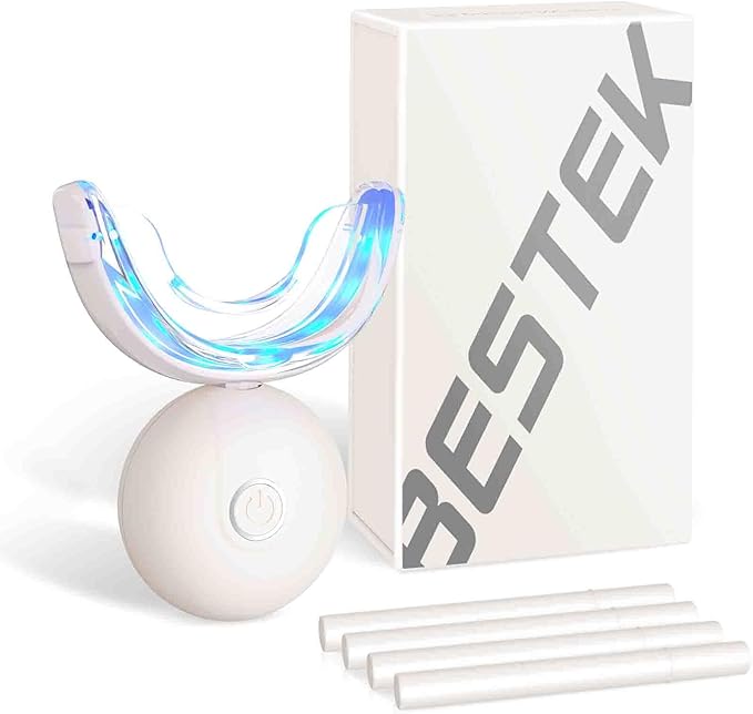 BESTEK Teeth Whitening Kit – 32X LED Light, 10-Min Fast Whitening, 4 Tubes of 35% Carbamide Peroxide Gel, Removes Coffee, Wine & Tobacco Stains - White-Ruum Studio Home