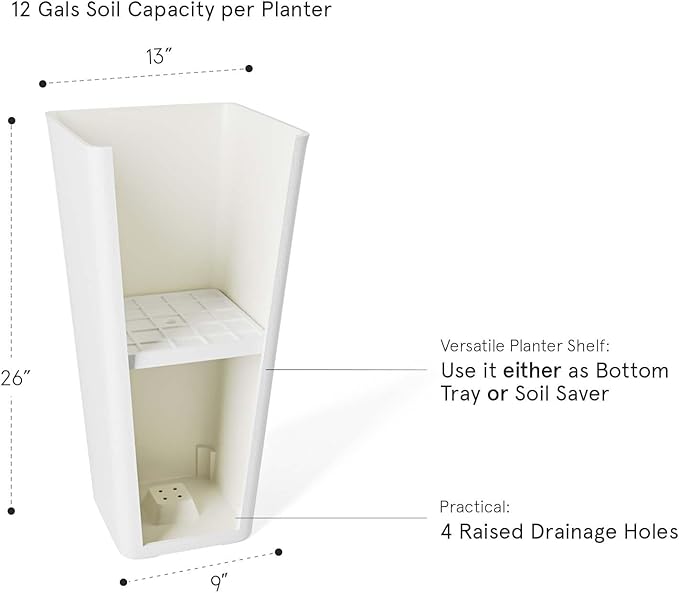 LA JOLIE MUSE 26 inch White Tall Planters for Outdoor Plants,Set of 2 Large Planters for Indoor Plants,V Shaped Tree Planters for Front Door, 26'' White With Tray-Ruum Studio Home