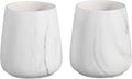 2Pcs Toothbrush Holder for Bathroom - Marble White Ceramic Tooth Brushing Holders Set, Toothbrush Cup & Toothpaste Organizer for Bathroom Countertop, Makeup Brush Holder, Pen Holder for Home Storage-Ruum Studio Home
