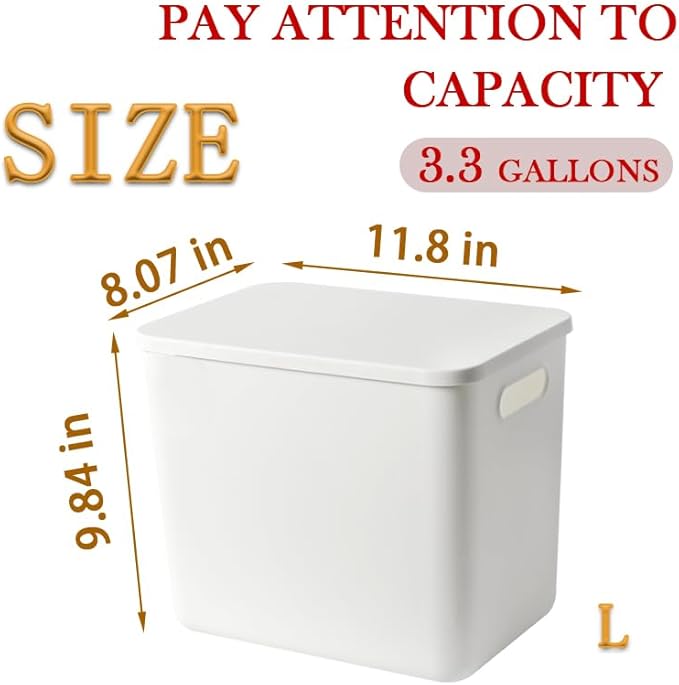 5 pack large plastic White storage bins with Lids, Toy Box Chest with Handle，Organizer Containers Baskets for Baby,Nursery，Shelves，Playroom, Bedroom，Office,Closet，home (White, 5L)-Ruum Studio Home