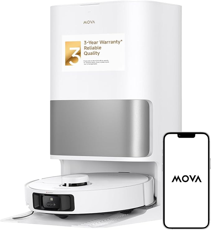 Mova P10 Pro Ultra Robot Vacuum and Mop 13,000Pa Suction, 140°F Hot Water Auto Mop Washing & Drying, Dual Spinning Extenable Mop,10.5mm Lifting for Carpet, 360°Obstacle Avoidance, App Control-Ruum Studio Home