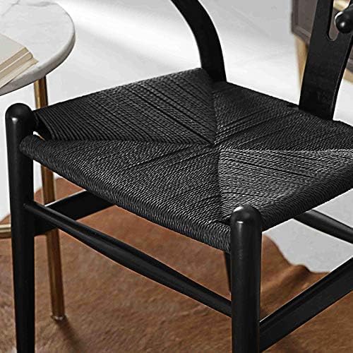 Tomile Solid Wood Wishbone Chair Y Chair Mid-Century Armrest Dining Chair, Hemp Seat (Ash Wood Black., Pack of 1)-Ruum Studio Home