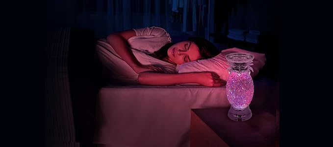 YAKii 9.5" Pineapple LED Color Changing Shine Lamp,Swirling Water Waves Lamp Kid Safe Battery/USB Cable Operated,Table Lamp Candle Holder Table Decoration Silver-Ruum Studio Home