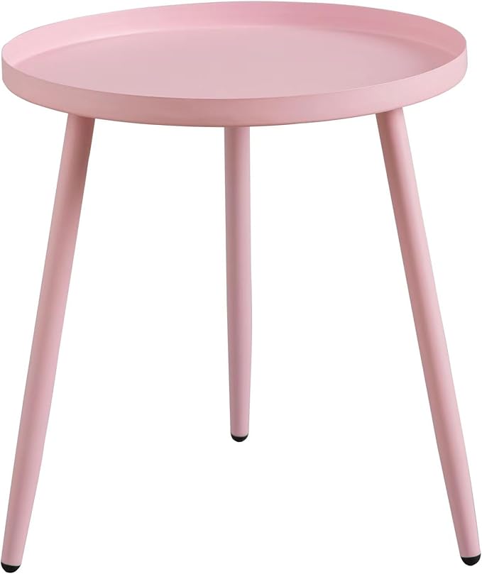 AOJEZOR Side Table: End Table for Any Room - Round Side Tables for Small Spaces - Pink with 3 Legged-Ruum Studio Home