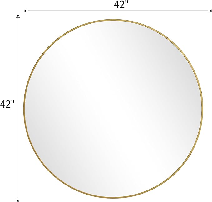 BEAUTYPEAK 42 Inch Round Mirror, Metal Frame Circle Mirror, Wall Mounted for Entryway, Bathroom, Vanity, Living Room, Gold-Ruum Studio Home