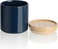 Sweejar Kitchen Canisters Ceramic Food Storage Jar, Stackable Containers with Airtight Seal Wooden Lid for Serving Ground Coffee, Tea, Sugar, Salt and More - 16 Fl Oz (Navy New)-Ruum Studio Home