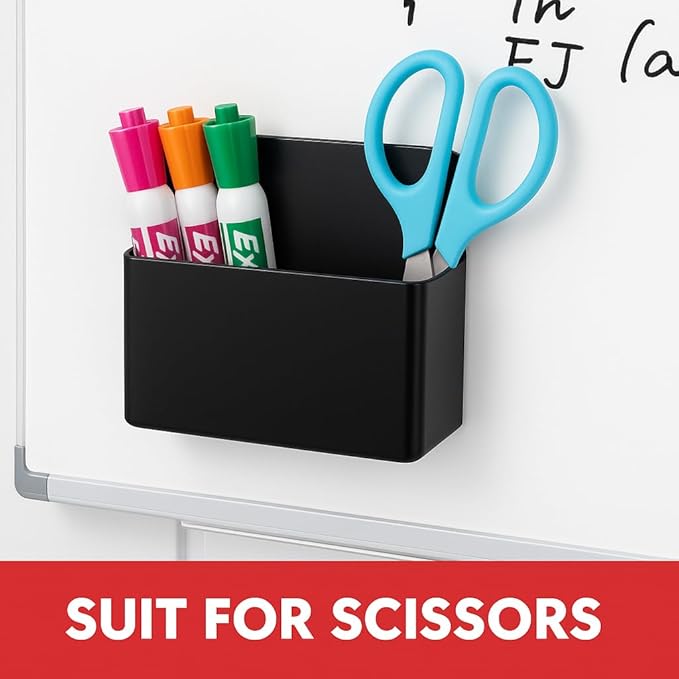 BEYGORM 2 Pack Plastics Magnetic Pen Holder for Refrigerator, Dry Erase Marker Holder for Whiteboard，Magnet School Locker Organizer Accessories, Pencil Cup, Pen Caddy, Classroom Organization(Black)-Ruum Studio Home