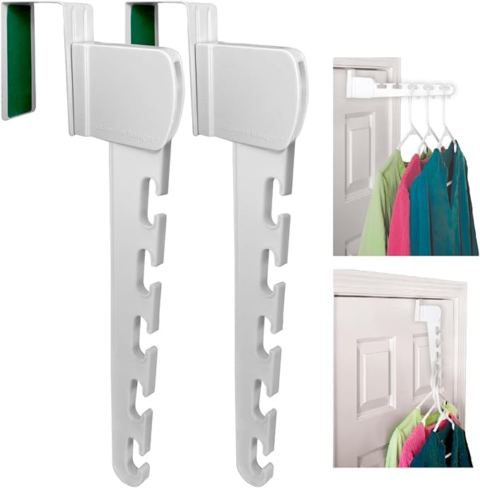 Wonder Hanger Over The Door 2-Pack Organizer for Clothes Hangers, Space-Saving Cascading Hanger Hooks, White-Ruum Studio Home