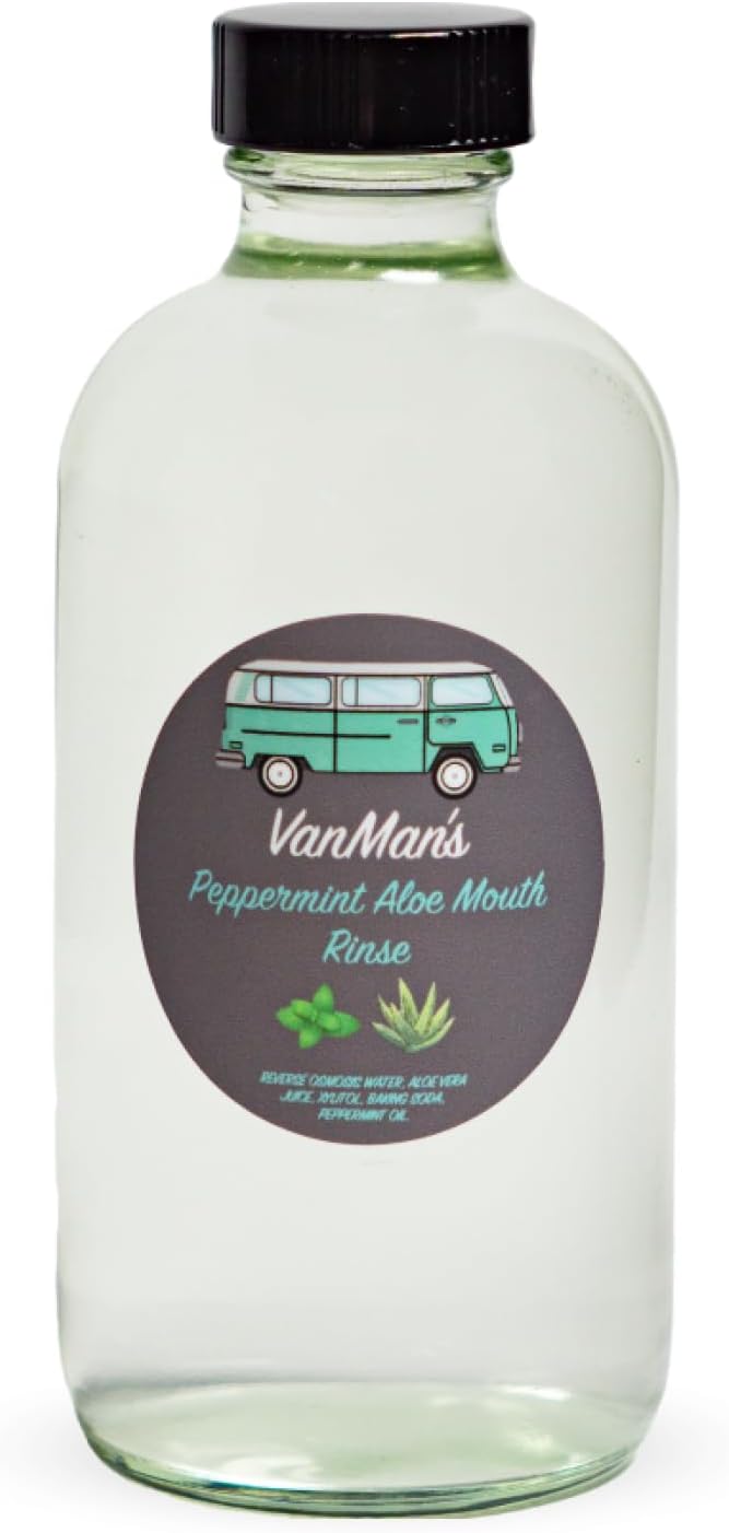 Vanman's - VanMan's Peppermint Aloe Mouth Rinse (8 Ounce) - Aloe, Fresh Mint Remineralizing Mouthwash for Gum Health, Bad Breath and Dry Mouth-Ruum Studio Home