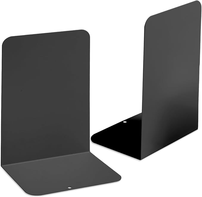 M&G Book Ends 1 Pair, Black Large Metal Bookends for Shelves, L-Type Book Stopper for Heavy Books, Non-Skid Bookstand for Office Home School Supplies-Ruum Studio Home