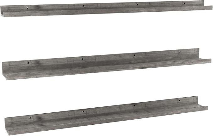 Giftgarden 47 Inch Gray Floating Shelves for Wall Mount, Grey Wood Wall Shelf Ledge for Bathroom Bedroom Living Room Kitchen Storage, Set of 3 Different Sizes-Ruum Studio Home