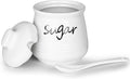 HAOTOP 12oz Sugar Bowl with Lid and Spoon,Ceramic Sugar Jar Sugar Dispenser Sugar Container Coffee Bar Accessories, Kitchen Countertop Canisters, White-Ruum Studio Home