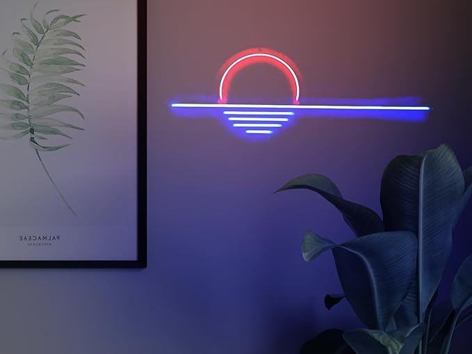 LED Decorative Lights USB Mountains Sunrise Sunset Led Neon Signs Home Decoration Wall Art Holiday Gift Brightness Adjustable 16.5''x9.5''-Ruum Studio Home