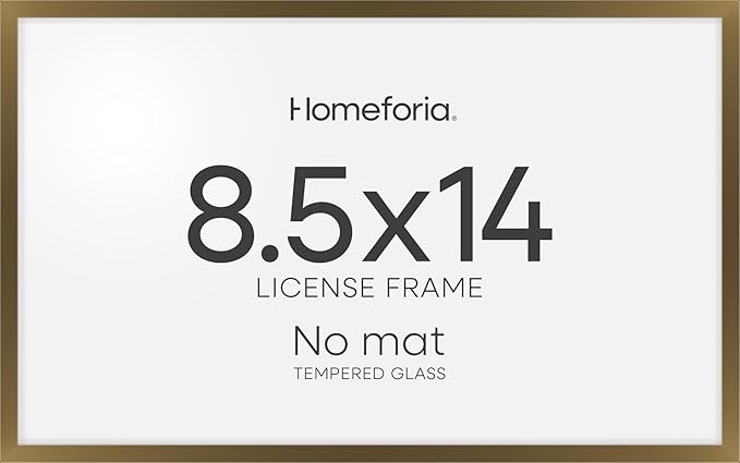 Homeforia 8.5 x 14 Marriage License Frame Bronze, High End Metal 8.5x14 Marriage Certificate Frames, 14x8.5 Picture Frame for Wall & Tabletop, 8.5 by 14 Photo Frame, Tempered Glass, Wall Kit, Set of 1-Ruum Studio Home