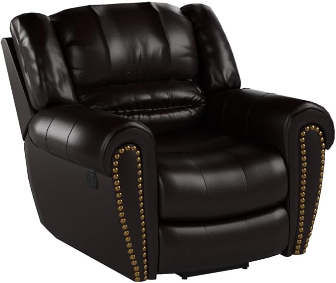 CANMOV Leather Recliner Chair, Classic and Traditional Manual Recliner Chair with Comfortable Arms and Back Single Sofa for Living Room, Brown-Ruum Studio Home