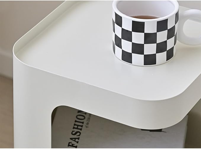 Modern Side Table,Small end Table for Small Spaces,Metal nightstand with Storage Shelf,Space-Saving Bedside Table Accent Table Drink Tables for Living Room,Bedroom.No Assembly Required-Ruum Studio Home