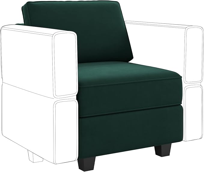 Belffin Modular Sofa Middle Module with Storage for Modular Sectional Sofa Couch Velvet Accent Armless Chair Green-Ruum Studio Home