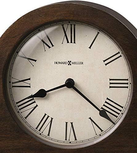 Howard Miller Humphrey Mantel Clock, Roman Numerals Analog Dial with Quartz Movement Triangular Burl Overlays, Hampton Finish Aged Vintage Design for Home Decor, Bedroom & Living Room-Ruum Studio Home