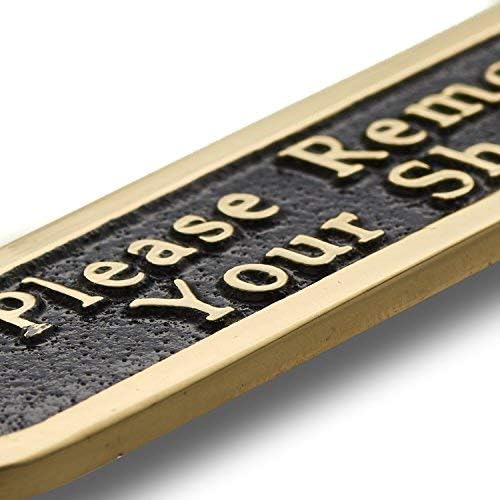 Please Remove Your Shoes Brass Door Sign. Traditional Style Home Décor Wall Plaque Handmade By The Metal Foundry UK.-Ruum Studio Home