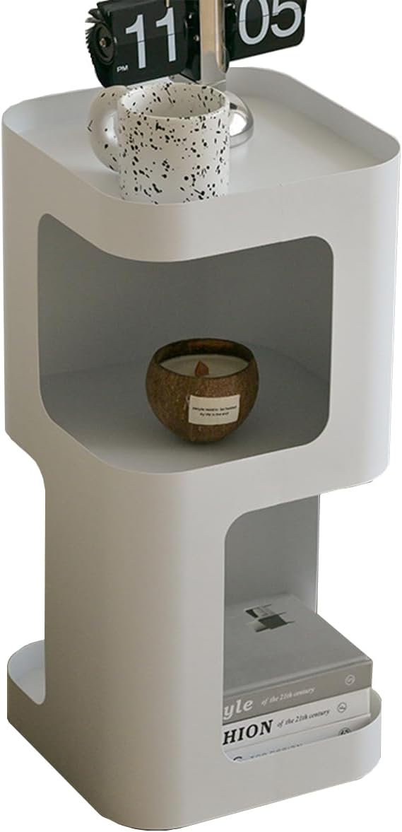 Modern Side Table,Small end Table for Small Spaces,Metal nightstand with Storage Shelf,Space-Saving Bedside Table Accent Table Drink Tables for Living Room,Bedroom.No Assembly Required-Ruum Studio Home