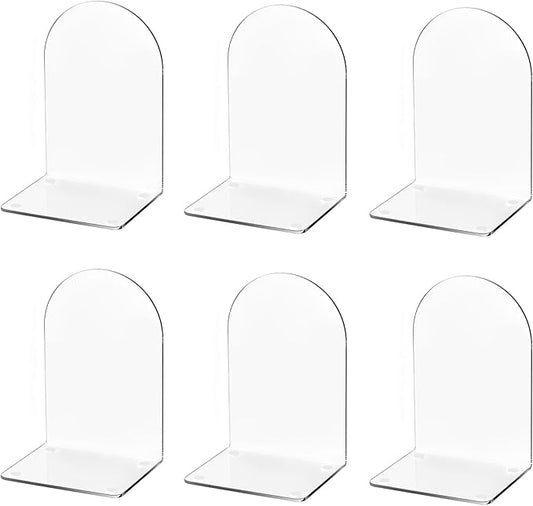 Lulonpon 6 Pieces Book Ends, Bookends, Books End for Shelves, Books End for Heavy Books, Clear Bookends, Acrylic Book Ends for School, Library,Desktop Organizer and Book Shelves-Ruum Studio Home
