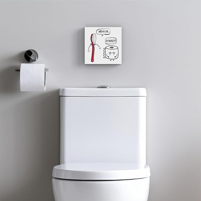 Funny Bathroom Decor, Funny Bathroom Wall Art, Black and White Bathrooms Decoration Decor for Shelves, Wooden Box Decor Sign for Home Farmhouse Office Living Room Table-Ruum Studio Home