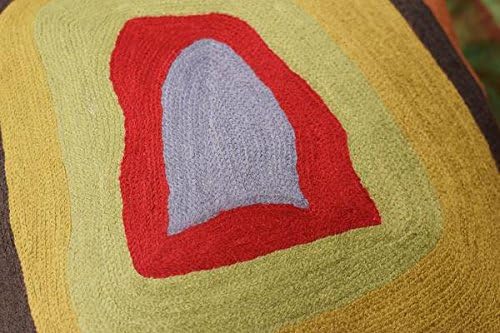 Kandinsky Abstract Pillow Cover - Colorful Modern Throw Pillowcase Chair Cushion Contemporary Farmhouse Sofa Pillowsham Handembroidered Wool Size 18x18-Ruum Studio Home
