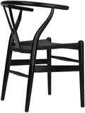 Tomile Solid Wood Wishbone Chair Y Chair Mid-Century Armrest Dining Chair, Hemp Seat (Ash Wood Black., Pack of 1)-Ruum Studio Home