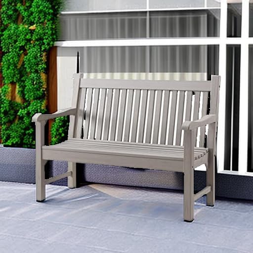 Psilvam Garden Bench, 2-Person Poly Lumber Patio Bench, All-Weather Outdoor Bench That Never Rot and Fade, Memorial Bench, Suit for Garden, Porch and Park(Grey)-Ruum Studio Home