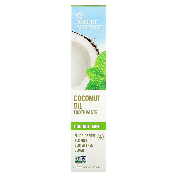 Desert Essence Tea Tree Oil Toothpaste - Coconut Mint - 6.25 Oz - Refreshing Taste - Complete Oral Care - Baking Soda - Sea Salt - Pure Essential Oil - Fights Against Sugar Acids - Zinc Citrate-Ruum Studio Home