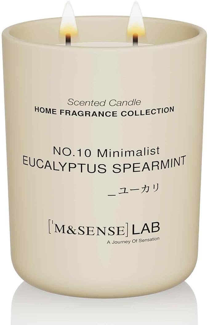 M&SENSE Natural Soy Candle| Eucalyptus Spearmint | 16.6 oz, 95H Burn | Minimalist Scented Candle for Relaxation, Gifting, Home Décor | for Bedroom, Office, Party Large-Ruum Studio Home