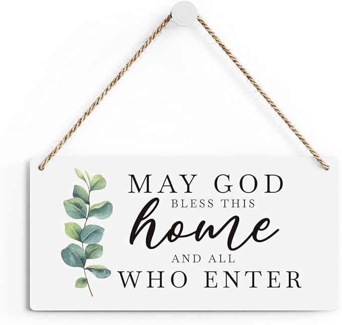SENJIAN Christian Home Decor, Bless This Home Wall Decor, Modern Farmhouse Sign Scripture Printed Wood Sign Wall Art Religious Decoration for Office Bathroom Bedroom-Ruum Studio Home