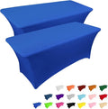 IVAPUPU 2 Pack 4FT Table Cloth for Rectangular Fitted Events Stretch Royal Blue Table Covers Washable Cover Spandex Tablecloth Protector for Party, Wedding, Cocktail, Banquet, Festival-Ruum Studio Home