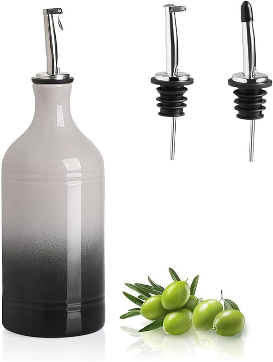 Sweejar Ceramic Olive Oil Dispenser Bottle, Opaque Oil Cruet Protects Oil to Reduce Oxidation, Suitable for Oil, Vinegar, Coffee Syrups & Other Liquids, Pack of 1, 15.5 Fl Oz (Gradient Gray)-Ruum Studio Home