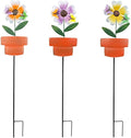 Metal Garden Stakes Decor,3 Pack Flowers Pot Decorative Garden Stakes, Waterproof Spring Outdoor Decor,Metal Flowers Garden Decor for Outside,Lawn,Yard,Pathway-Ruum Studio Home