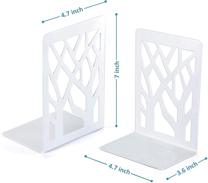 Book Ends, Bookends, Bookends for Shelves, Bookend, Book Ends for Heavy Books, White Metal Book Shelf Holder Home Decorative, Book Stoppers for Shelves, Bookend Supports 2 Pair-Ruum Studio Home