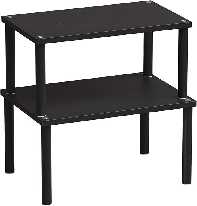 Cabinet Organizer Shelf(Set of 2),Kitchen Counter Shelves,Bamboo Spice Rack Countertop and Cabinet,Stackable Expandable,Medium(Black)-Ruum Studio Home