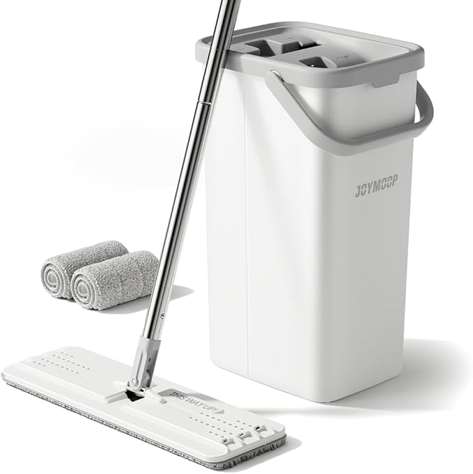 JOYMOOP Mop and Bucket Set, Dust Mops for Floor Cleaning, Wall Mop with 2 Microfiber Mop Head Replacement-Ruum Studio Home