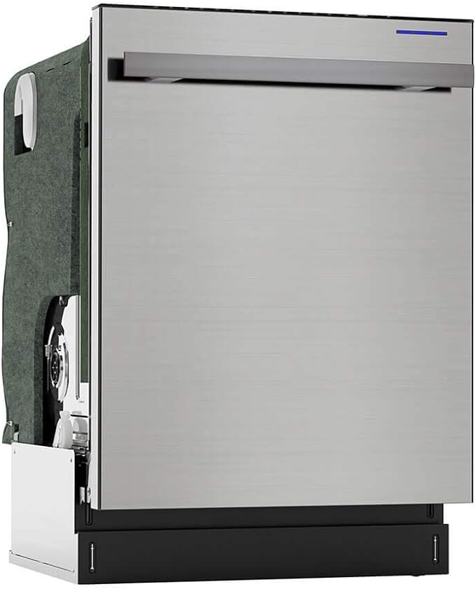 SHARP SDW6757ES Slide-In Dishwasher, Stainless Steel Finish, 24" Wide, Soil Sensors, Premium White LED Interior Lighting, Smooth Glide Rails, Heated Dry Option, Responsive Wash Cycles, Power Wash Zone-Ruum Studio Home