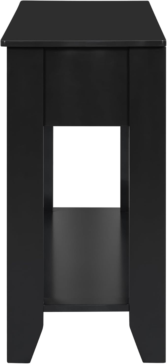 Farmhouse Modern Console Table 55.4-Inch Entryway Sofa Table with Drawers & Storage Shelf for Living Room Hallway Entrance, Black-Ruum Studio Home