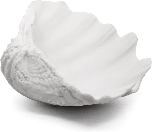 Accessoryway Large White Sea Shells Decorative Bowl Resin Clam Shell Bowl Beach Decorations for Home Coastal Beach Decor Decoration Storage Bowls & Home Office Nautical Themed Party Decor -10.2"-1PC-Ruum Studio Home