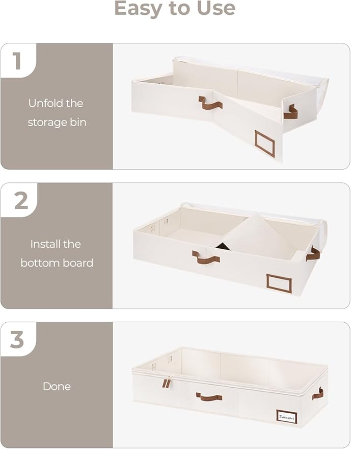 StorageWorks Extra Large Under Bed Storage Containers with Handles and Label Holder, 2 Pack Ultra-thick Fabric Underbed Bins, Closet Organizer for Clothes, Blankets, Sweater-Ruum Studio Home