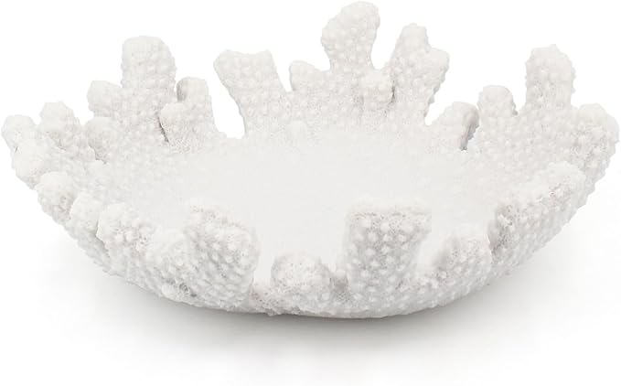 Accessoryway White Coral Textured Decorative Bowl,9.45" Medium Resin Decorative Centerpiece Bowl for Coastal Beach theme house table centerpiece decorations & Nautical decorations for coffee table-Ruum Studio Home