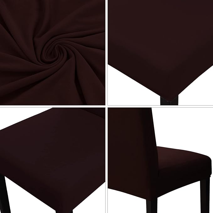 JQinHome Dining Room Chair Covers Set of 8, High Stretch Chair Slipcover Removable Washable Chair Seat Protector Cover for Home Party Hotel Wedding Ceremony (Coffee)-Ruum Studio Home