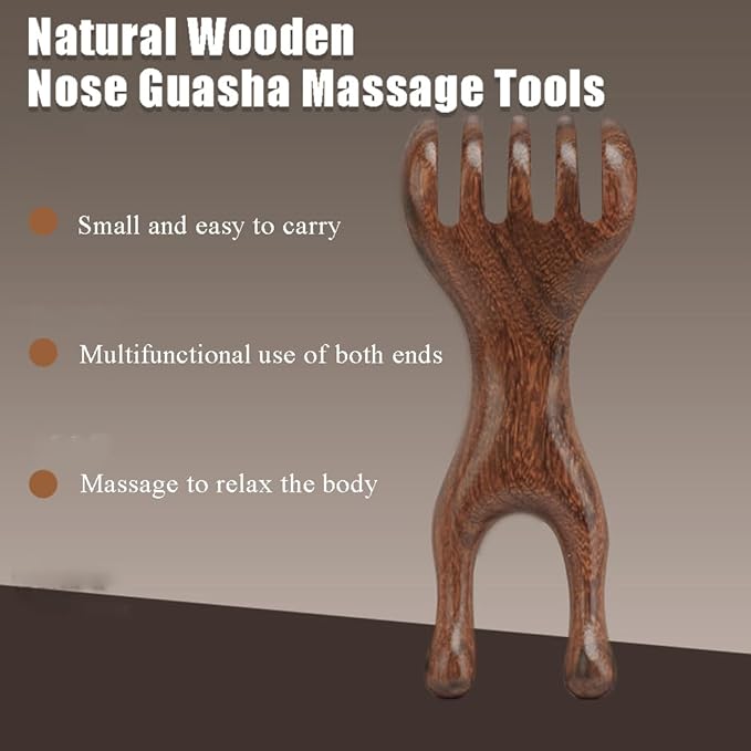 Natural Wooden Nose Guasha Massage Tools Anti-Static, Eyes Facial Wood Gua Sha Tool,face Manual Massager Tool, Multifunctional Handheld Meridians Acupoint Massage Tool,1 Pieces-Ruum Studio Home