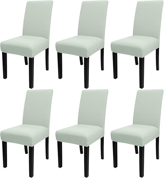 JQinHome Smoke Green Chair Covers for Dining Room Set of 6, High Stretch Removable Washable Parsons Chair Slipcover for Home Party Hotel Wedding Ceremony (6PCS,Smoke Green)-Ruum Studio Home