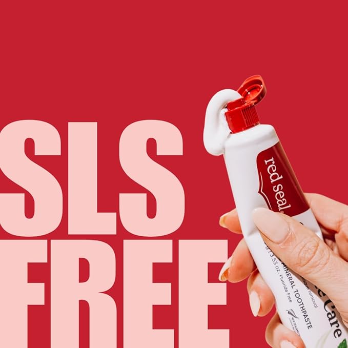 Red Seal Fluoride Free Toothpaste - Baking Soda - Herbal & Mineral Formula, Vegan-Friendly, Cruelty-Free, SLS and Paraben-Free, No Artificial Flavors, NATRUE Certified Natural, Dry Mouth Relief-Ruum Studio Home
